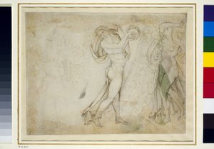 Verso: Twee Bacchanten door Antonio Pisanello